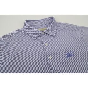 Donald Ross Mens Medium Purple Striped Golf Performance‎ Short Sleeve Polo Shirt
